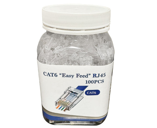 100 pcs of CAT6 Easy Feed RJ45 Connector in jar