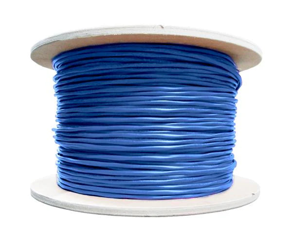 CAT5E Plenum Bulk Ethernet Cable, CMP, Shielded Solid Copper 24 AWG 1000FT Blue