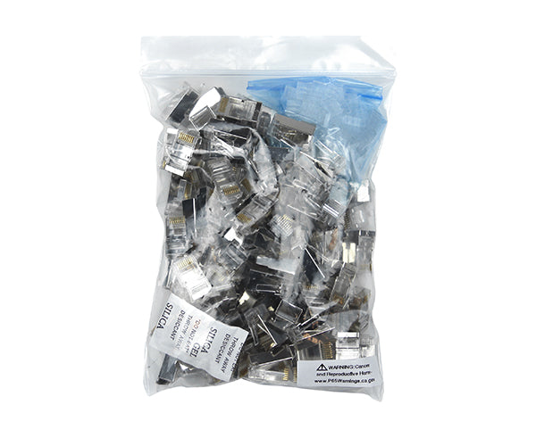 Cat6a Shielded RJ45 Connectors, 26AWG 100 Pack