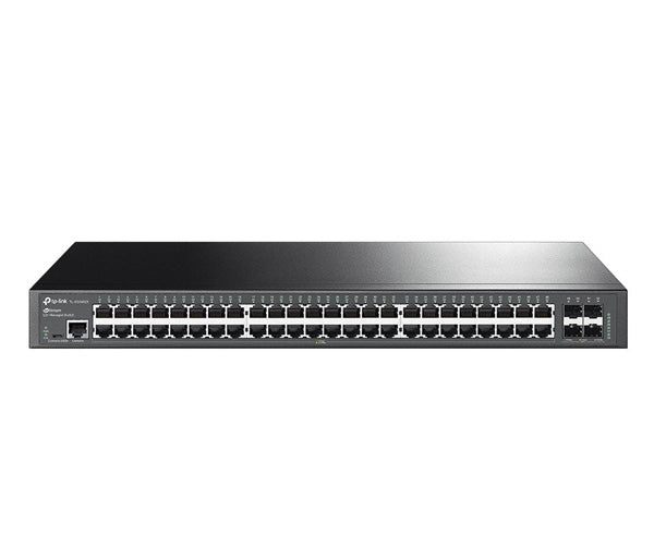 JetStream 48-Port PoE+ Gigabit L2+ Managed Switch with 4 10GE SFP+ Slots - Front view