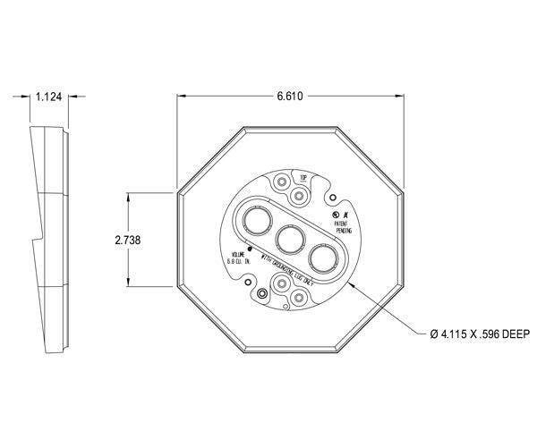 Line Drawing of the sliding mounting block with dimensions