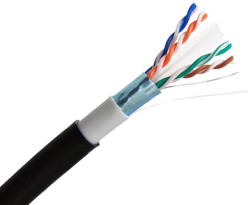 Primus Cable Gel-Filled Shielded CAT5E 350MHz Outdoor Direct Burial  Ethernet Cable Black 1000 Ft