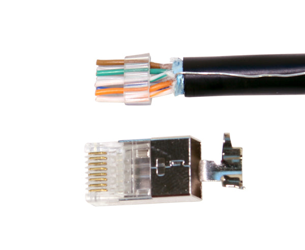 Shielded RJ45 Connector - Cat6A, 7 Cable, Inserts 100 Pack