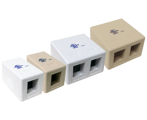 Surface Mount Box, 1-Port And 2-Port, White And Ivory — Primus Cable